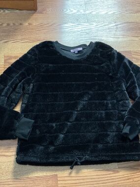 Crave Fame Black Plush Drawstring Long Sleeve Sweatshirt Size  L